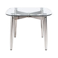 Moderne glazen salontafel met RVS onderstel