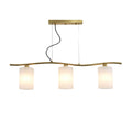 "Moderne Hanglamp met Drie Witte Glasdiffusers en Gouden Bevestiging"
