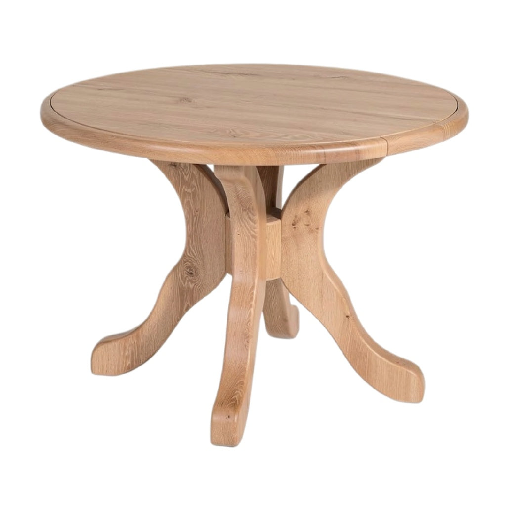 Technische Titel: "Ronde Houten Eettafel met 4-Poots Onderstel"