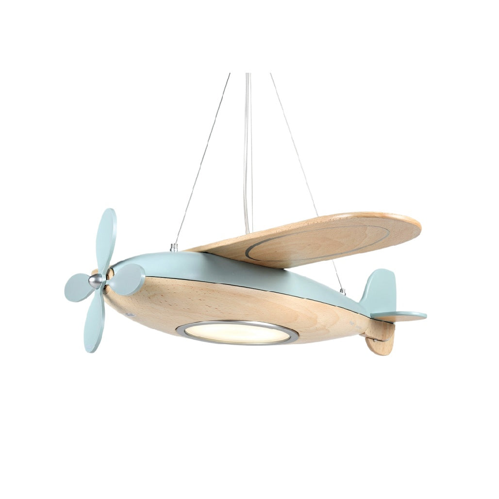 **Luchthaven Hanglamp: Houten Vliegtuig Ontwerp met LED Verlichting**