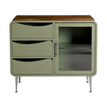 Moderne Dressoir met Houten Bovenblad en Glazen Deur