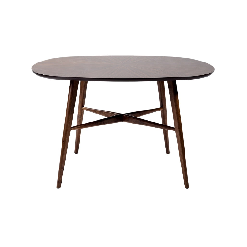 "Eiken Houten Tafel met Ovaal Blad en Geëxpandeerde Poten"