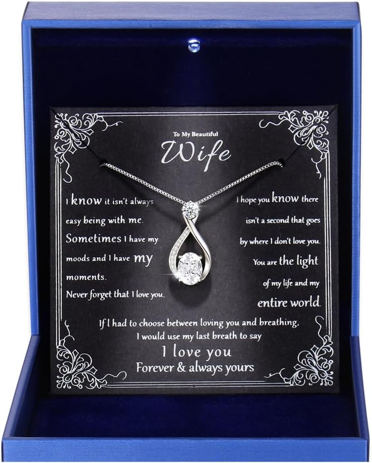 1.5CT Moissanite Infinity Necklace Anniversary Wedding Gifts for Women Wife
