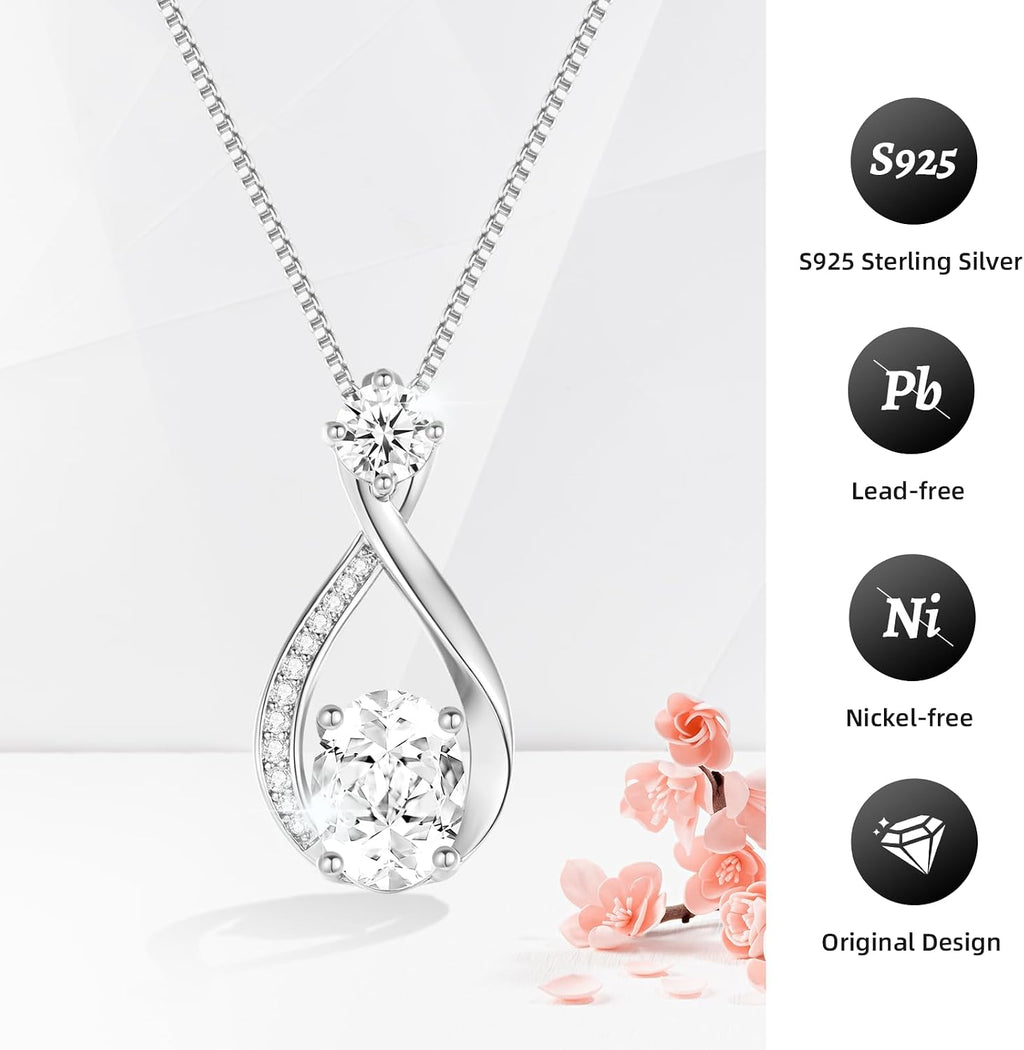 1.5CT Moissanite Infinity Necklace Anniversary Wedding Gifts for Women Wife