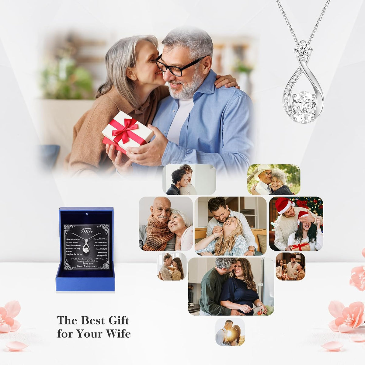 1.5CT Moissanite Infinity Necklace Anniversary Wedding Gifts for Women Wife