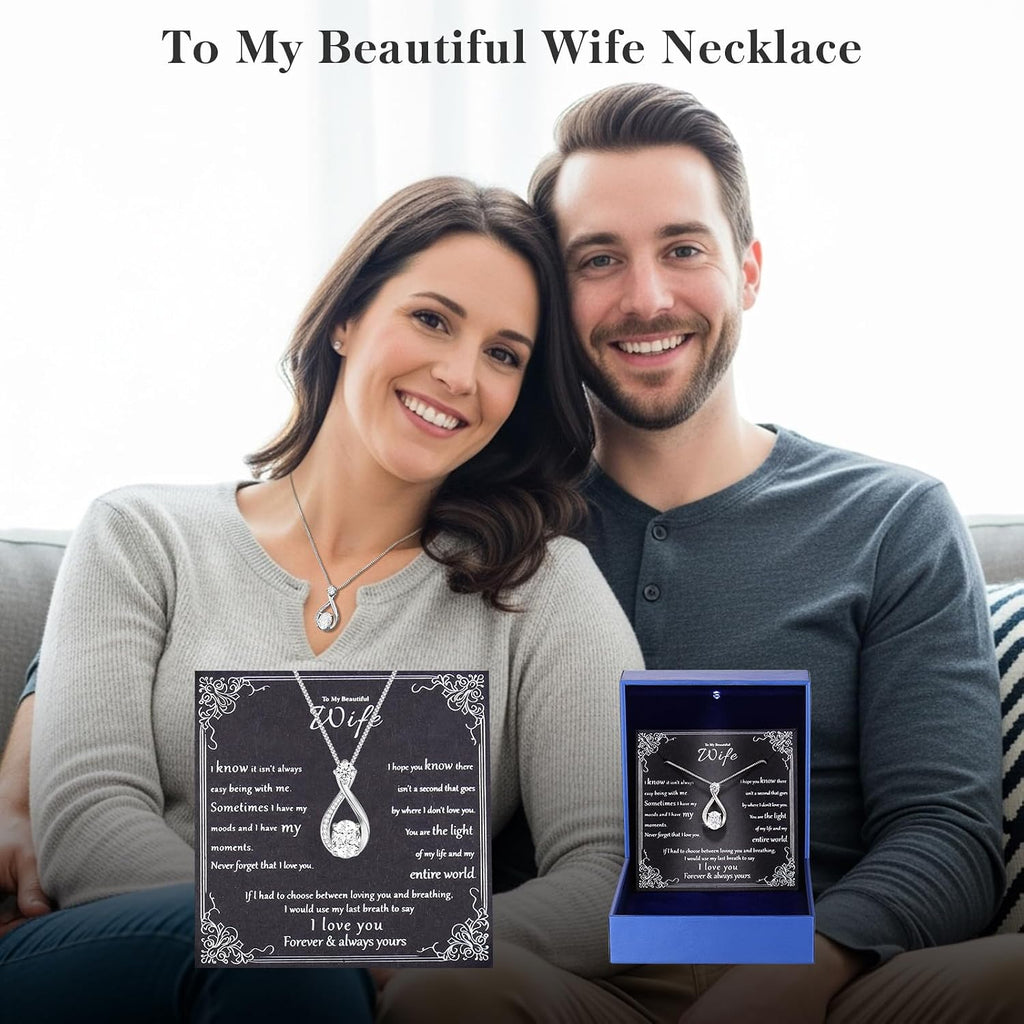 1.5CT Moissanite Infinity Necklace Anniversary Wedding Gifts for Women Wife